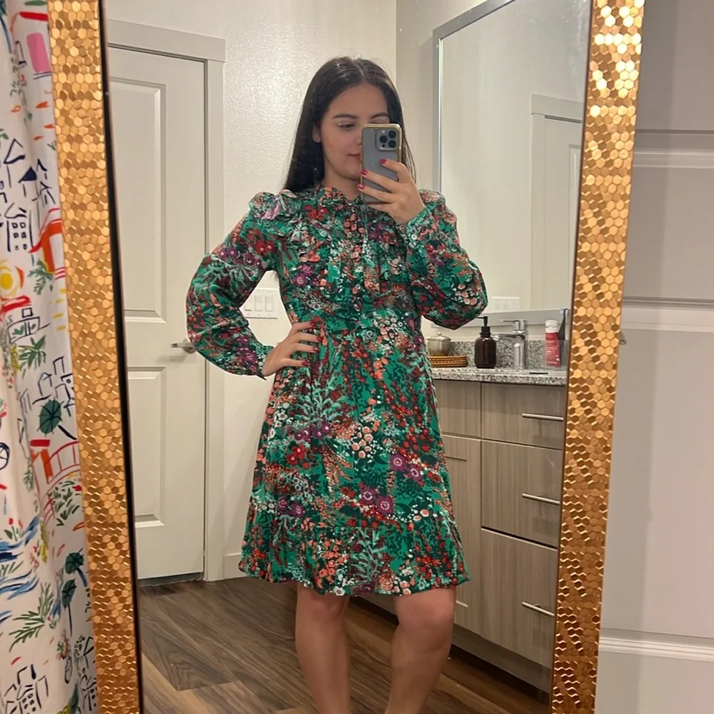 Banjanan Liberty Floral Tie Neck Mini Dress - Picture 1 of 11